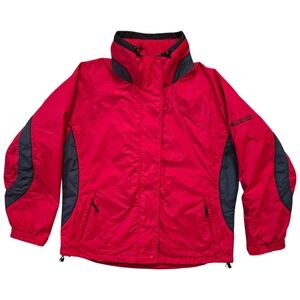 Columbia Core Interchange Jacket Womens Size XL Red Black Full Zip Fleece Lined